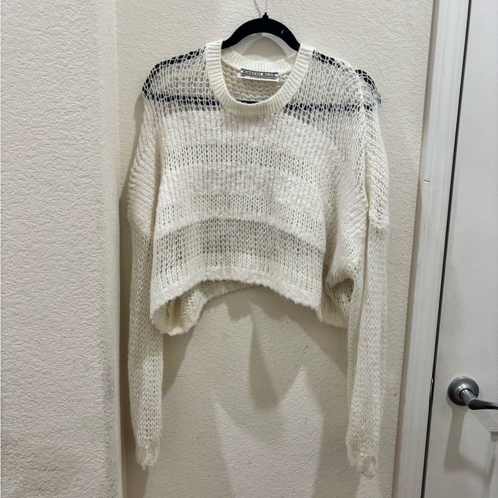 White Cropped Knit Top